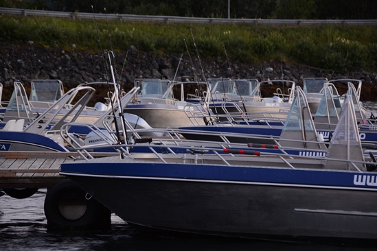 A wide availability of boats at Saltstraumen Brygge.